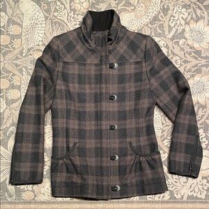 Dubarry of Ireland Bracken Black and Brown Plaid tweet/ Pea Coat